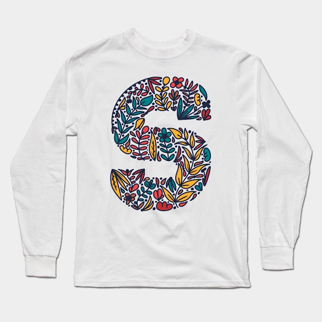 Tropical Letter S Long Sleeve T-Shirt by Cascade Patterns